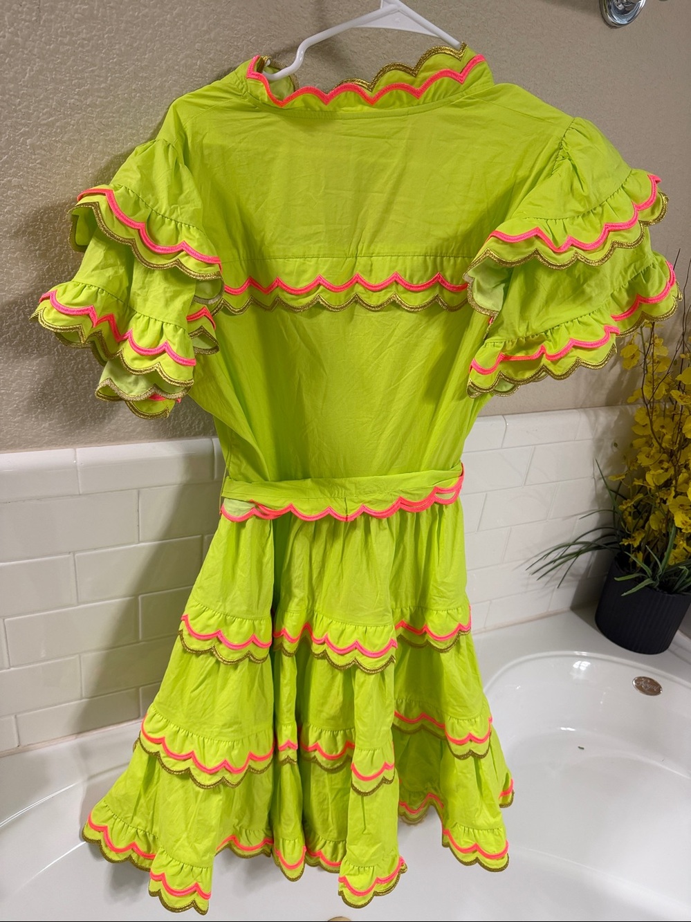 Celia B Dress . Lime Pink and gold . NEW with Tags ‼️ size XL - Picture 7 of 7